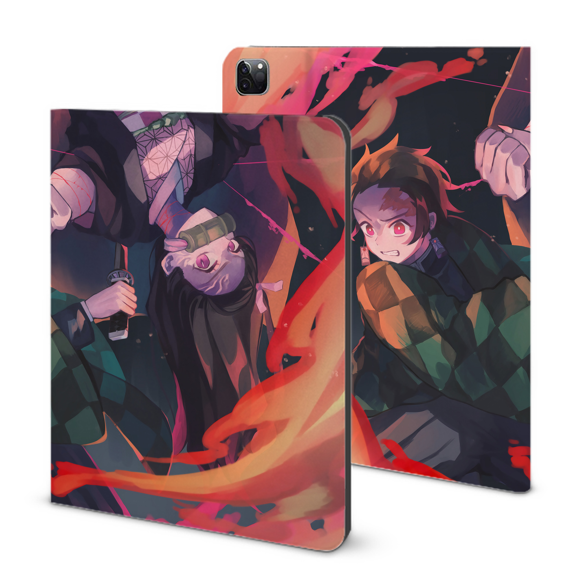 （画像用） 鬼滅の刃（きめつのやいば）竈門 炭治郎／かまど たんじろう Kamado Tanjirou IPad ケース ブック型 PUレザー TPU 耐衝撃 軽量 薄型 ペン収納なし 全面保護 IPad 各モデル対応